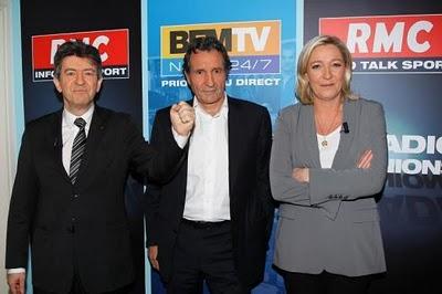 Des petits poings musclés de Mélenchon, contre Le Pen fille...