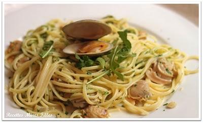 La recette Fruits de Mer : Linguine aux Praires (Clams) et son Pesto de Roquette