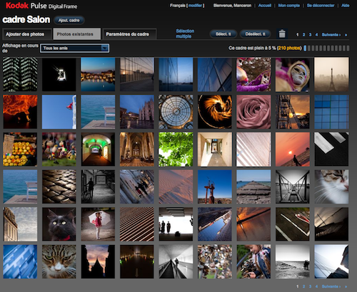 Cadre photo Interface web 2 Cadre Photo numérique : Kodak pulse