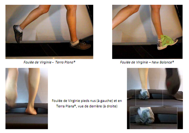 Pieds nus et en Terra Plana®, le pied se pose sur le sol plus à l’aplomb du bassin. Pieds nus et en Terra Plana®, le pied se pose sur le sol plus à l’aplomb du bassin.