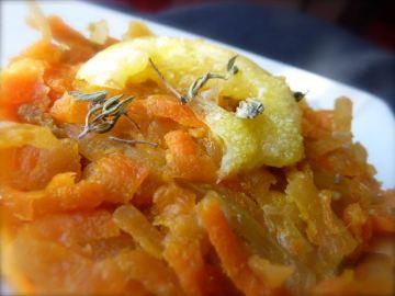 Chou rave et carottes au gingembre et aux citrons confits
