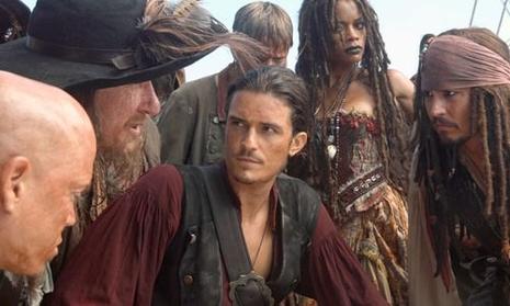 Geoffrey Rush, Orlando Bloom, Mackenzie Crook, Naomie Harris et Johnny Depp