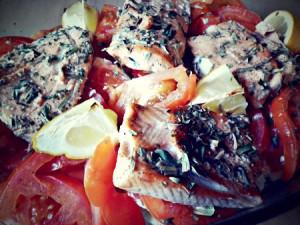 saumon-tomate-dukan Saumon au four à la tomate – de Basey