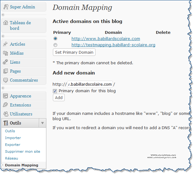 WordPress Multisites Adminsitration domain mapping