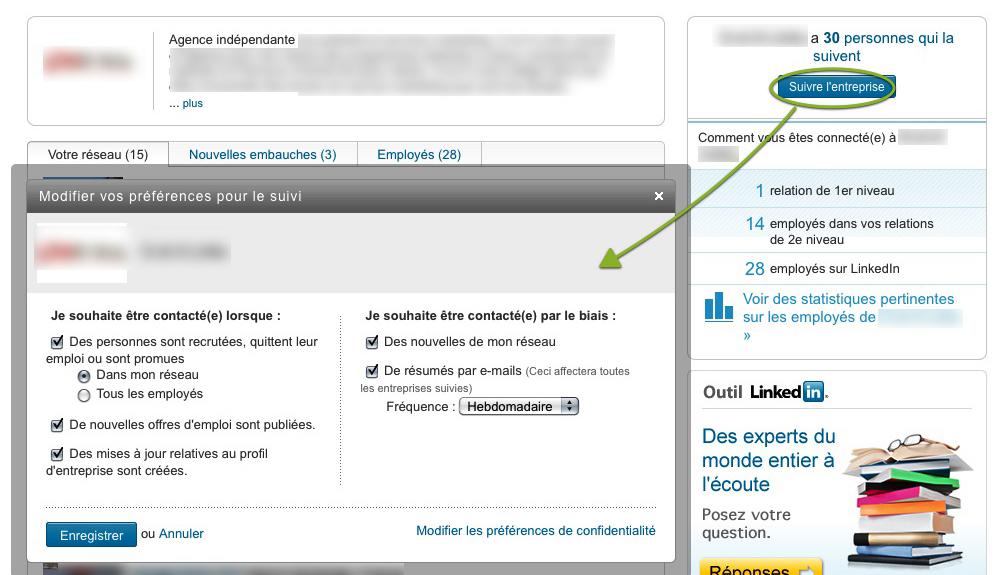 LinkedIn veille entreprises