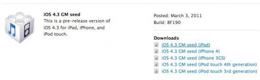 ios43gm IOS 4.3 en Gold Master pour les développeurs.