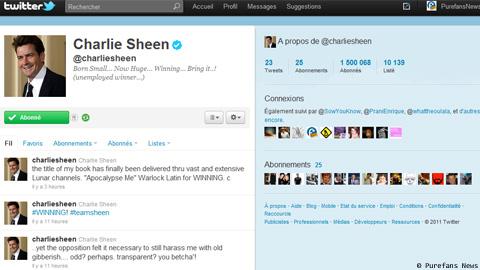 Charlie Sheen ... 1,5 million de followers sur Twitter en 3 jours (record) Charlie Sheen ... 1,5 million de followers sur Twitter en 3 jours (record)