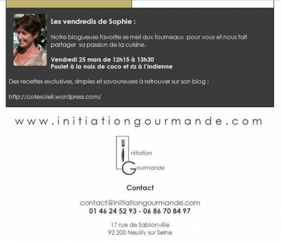 Mars 2011 LES « VENDREDIS DE SOPHIE » continuent