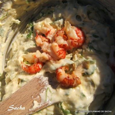 Cake aux écrevisses St Jacques et roquette Cake aux écrevisses St Jacques et roquette