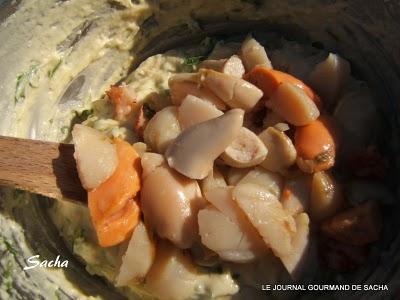 Cake aux écrevisses St Jacques et roquette Cake aux écrevisses St Jacques et roquette