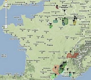 Une carte de France des permis de gaz et pétrole de schiste Une carte de France des permis de gaz et pétrole de schiste
