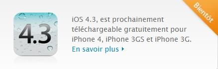 IOS 4.3 disponible sur iPhone 3G