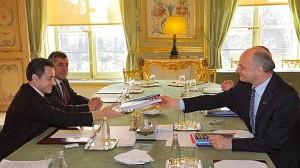 De gauche à droite : Nicolas Sarkozy, Henri Guaino et Didier Migaud