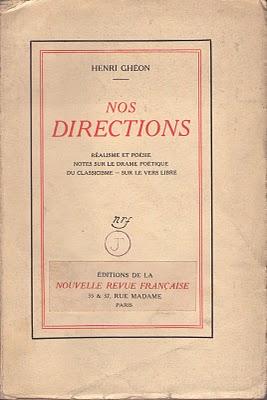Henri Ghéon : Nos Directions. N.R.F. 1911
