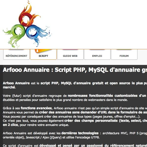 Script-PHP-MySQL-Arfooo-Annuaire-Script-annuaire-gratuit Créer un annuaire en PHP et MySQL avec Arfooo Annuaire Script annuaire gratuit