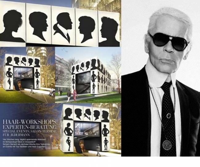 Karl Lagerfeld : La Lightbox Schwarzkopf, coiffeur éphémère à Düsseldorf - karl lagerfeld schwarzkopf coiffure dusseldorf concept store eurovision lightbox 