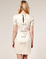 French Connection - Caramel - Mini-robe en coton avec nœud dans le dos