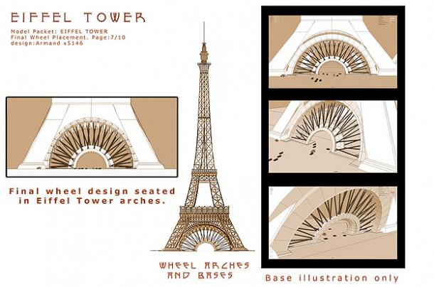La Tour Eiffel dans Cars 2 carification1small e1300389935669 CARS 2 : Découvrez les croquis crées pour représenter la Tour eiffel, big Ben et un casino