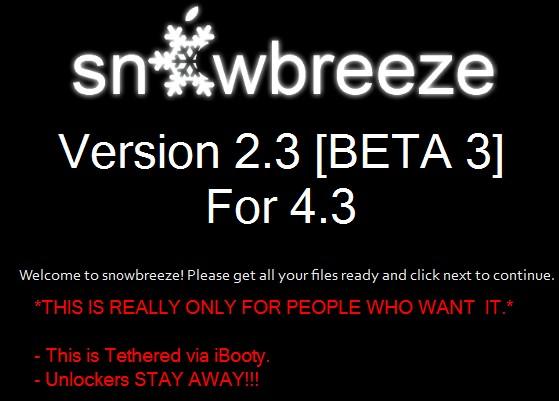 snowbreeze Sn0wBreeze passe en version 2.3 beta 3