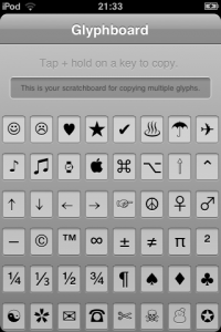 Astuce iOS: emoji spéciales no 2 glyphboard screenshot