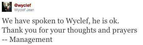 Twitter - Wyclef Wyclef blessé à Haïti