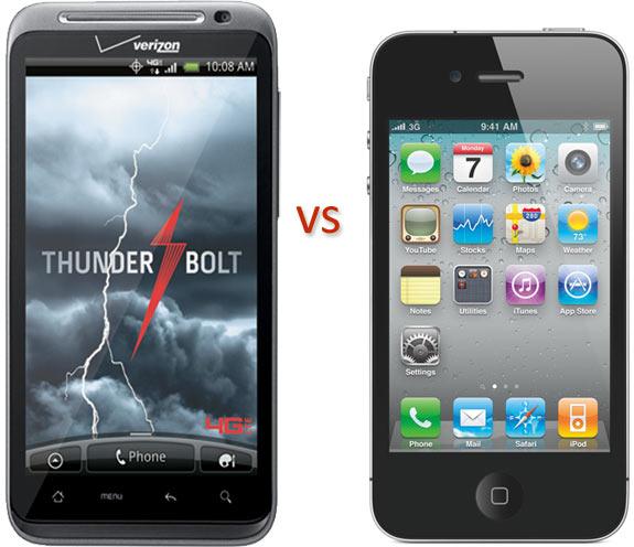 Comparaison HTC thunderbolt vs iphone 4 Comparaison HTC thunderbolt vs iphone 4