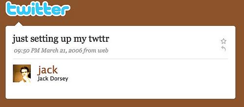 Twitter fête ses 5 ans… déjà ! 1st Twit ever from Jack Dorsey