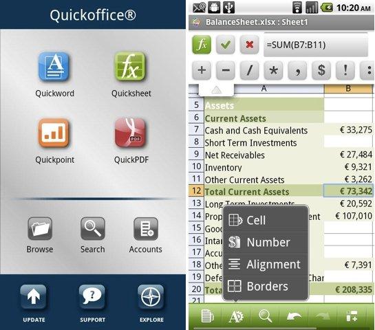 Quick office pro pour Android passe à la version 4.0 et promotions