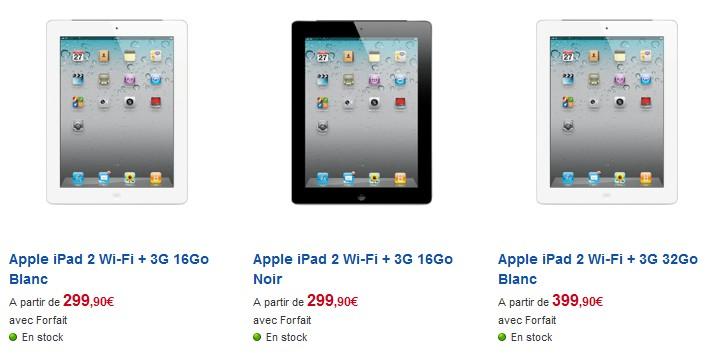 iPad 2 3G disponible chez SFR et Orange.