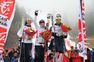 Podium du slalom féminin du championnat de france de ski 2011 au Mont-Dore