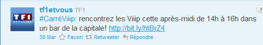 Carré Viiip : Sur twitter TF1 ne sait plus écrire le titre de son émission...