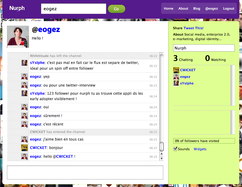 nurph Tchattez avec vos followers Twitter grâce à Nurph