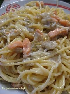 Spaghetti chicons saumon fumé