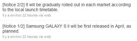 samsung-twitter samsung twitter Le Samsung Galaxy S II à lheure