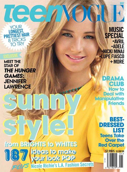 Jennifer Lawrence en couverture du Teen Vogue de mai