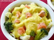 Cliquez pour agrandir : Gratin de trio de chou au saumon à la sauce curcuma Gratin de trio de chou au saumon à la sauce curcuma