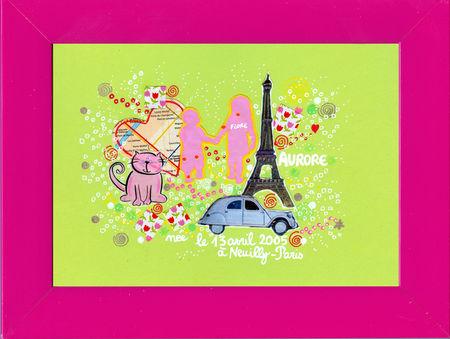 Cadre avec Carte en Collage pour l'anniversaire d'Aurore Cadre avec Carte en Collage pour l'anniversaire d'Aurore