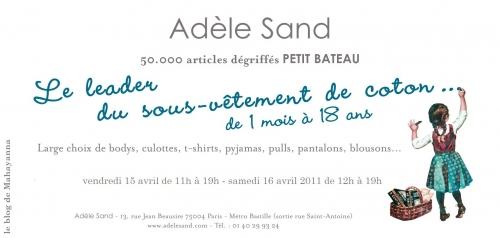 Invitation vente privée « Petit bateau » chez Adèle Sand