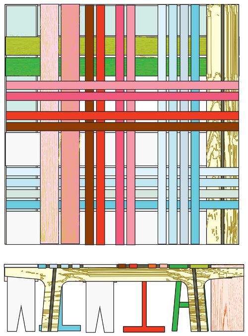 Banc hybride coloré par Raw Edges