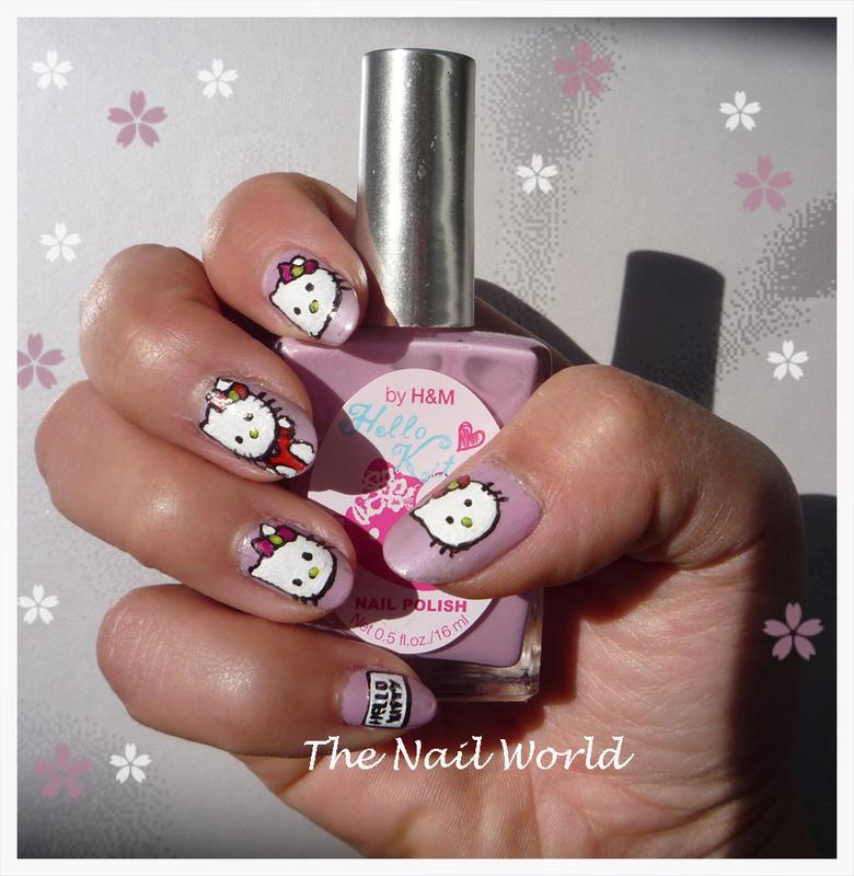 Hello Kitty nail art Hello Kitty nail art