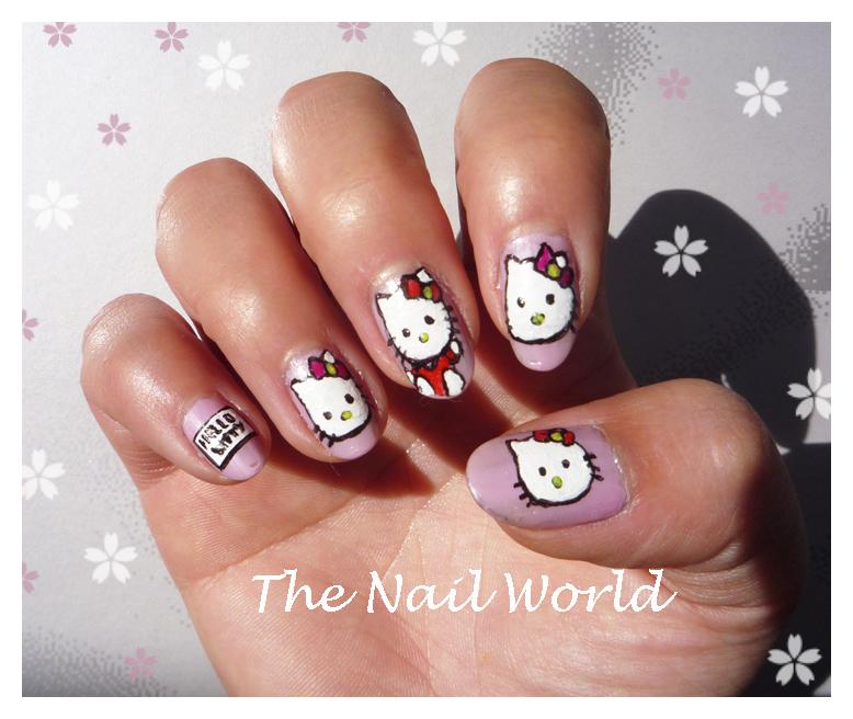 Hello Kitty nail art Hello Kitty nail art
