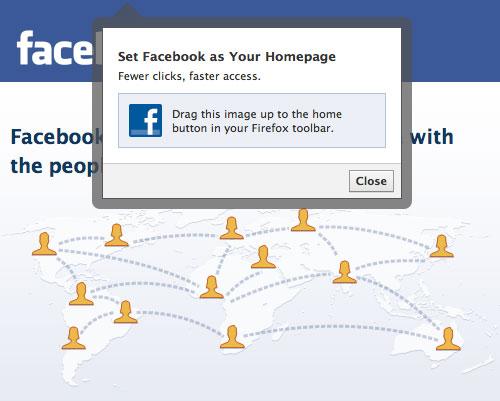 facebook comme page d'accueil pour votre navigateur