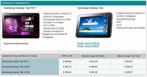 La tablette Samsung Galaxy Tab 10.1v belle et bien disponible au Portugal