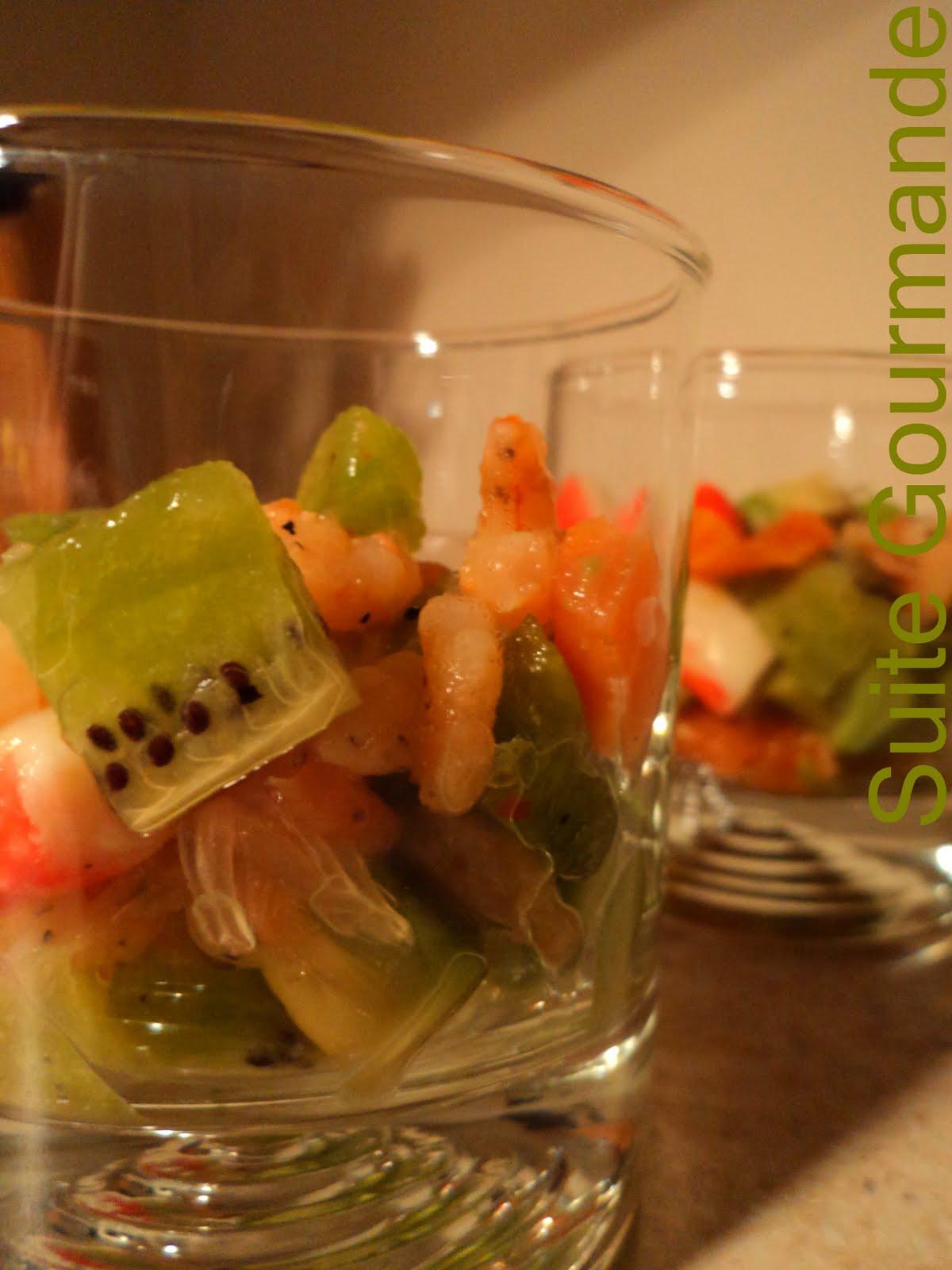 Salade de kiwis au tartare de mer