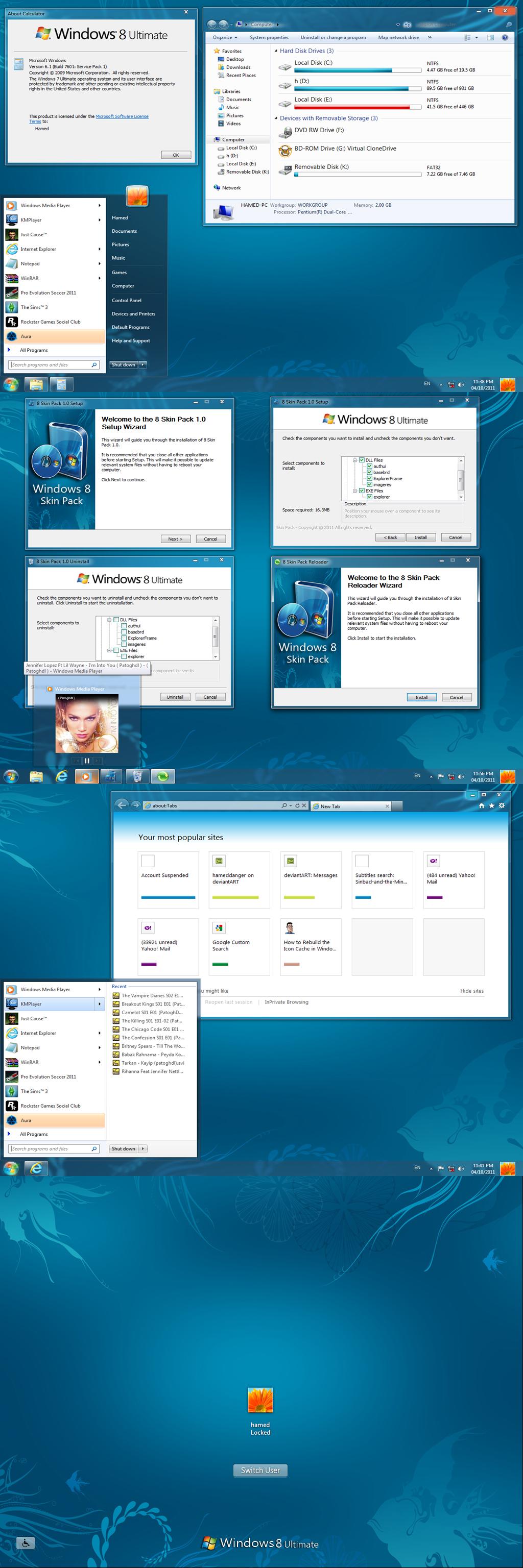 8 skin pack 1 0 for 7 by hameddanger d3dmsky Transformez Windows 7 en Windows 8 !