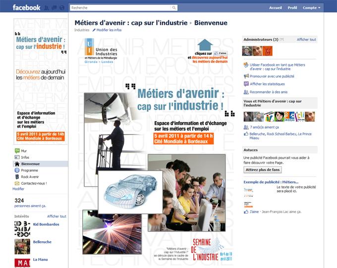 onglet bienvenue UIMM : une page Facebook pour les jeunes