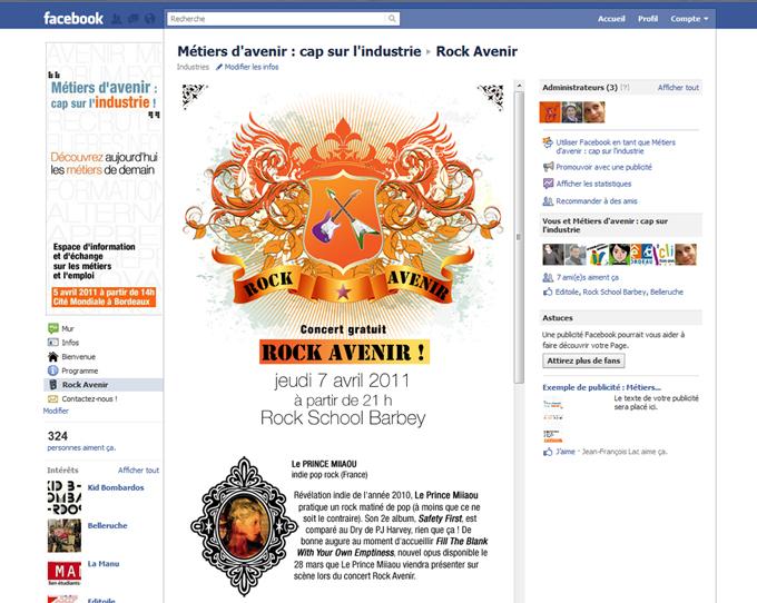 onglet rock avenir UIMM : une page Facebook pour les jeunes