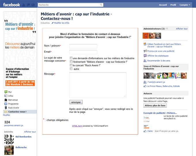 onglet contact UIMM : une page Facebook pour les jeunes