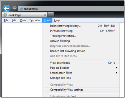 Capture d'écran du menu Tools d'Internet Explorer 9 Capture d'écran du menu Tools d'Internet Explorer 9