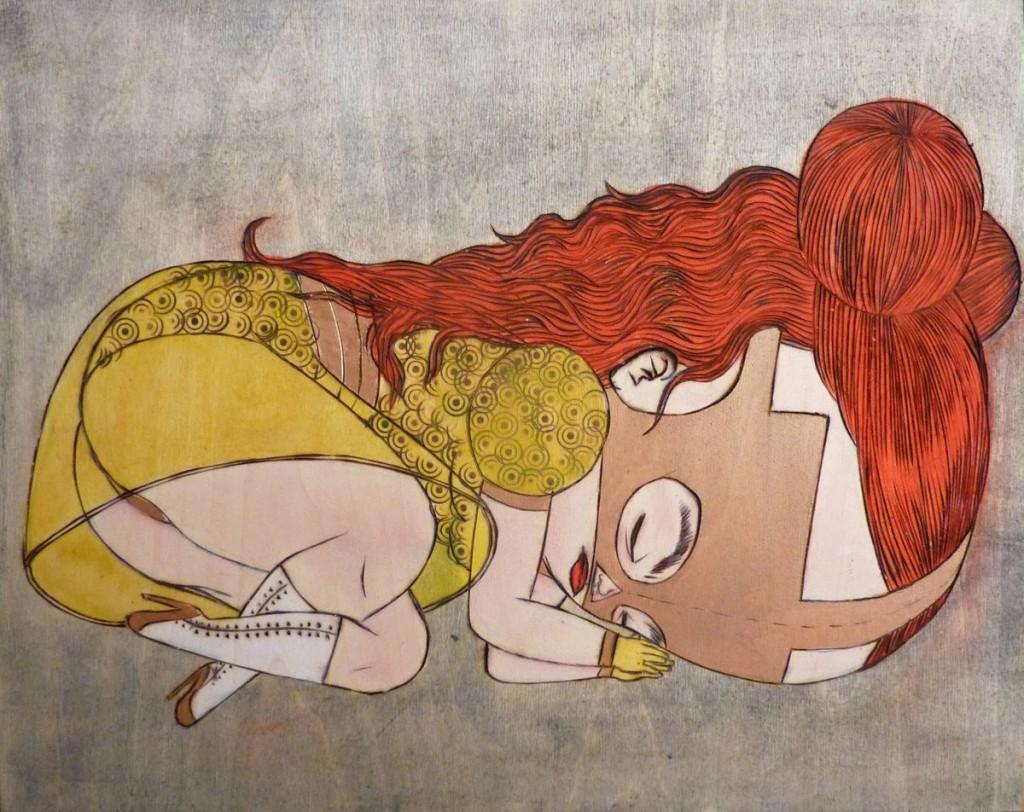 NICOZ BALBOA NICOZ BALBOA Untitled Pyrographie et acrylique sur bois - 24x30cm, 2010